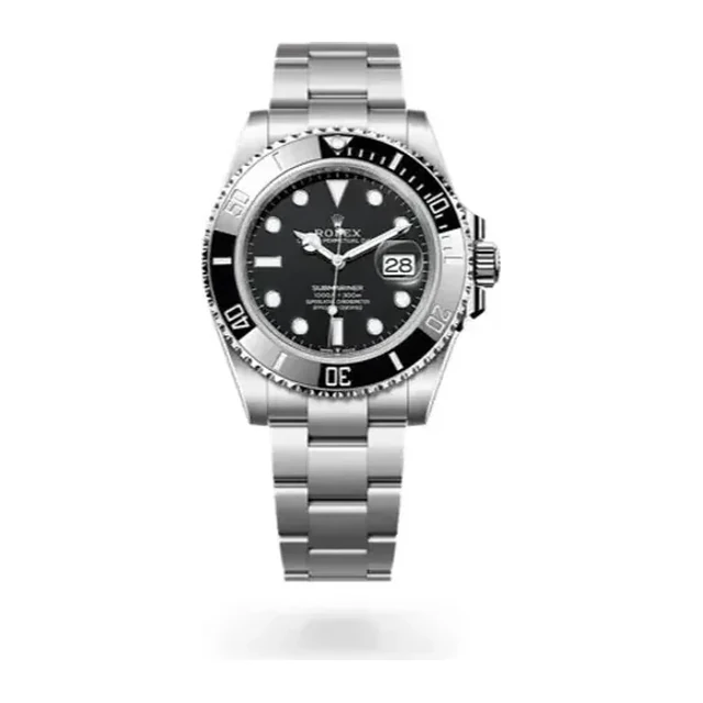 Stainless-steel watch with a black dial and bezel