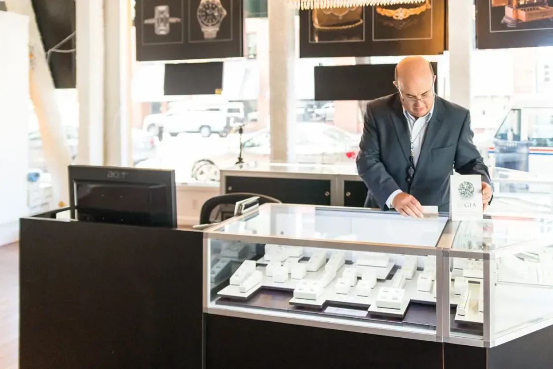 A buyer at the SDJB jewelry counter